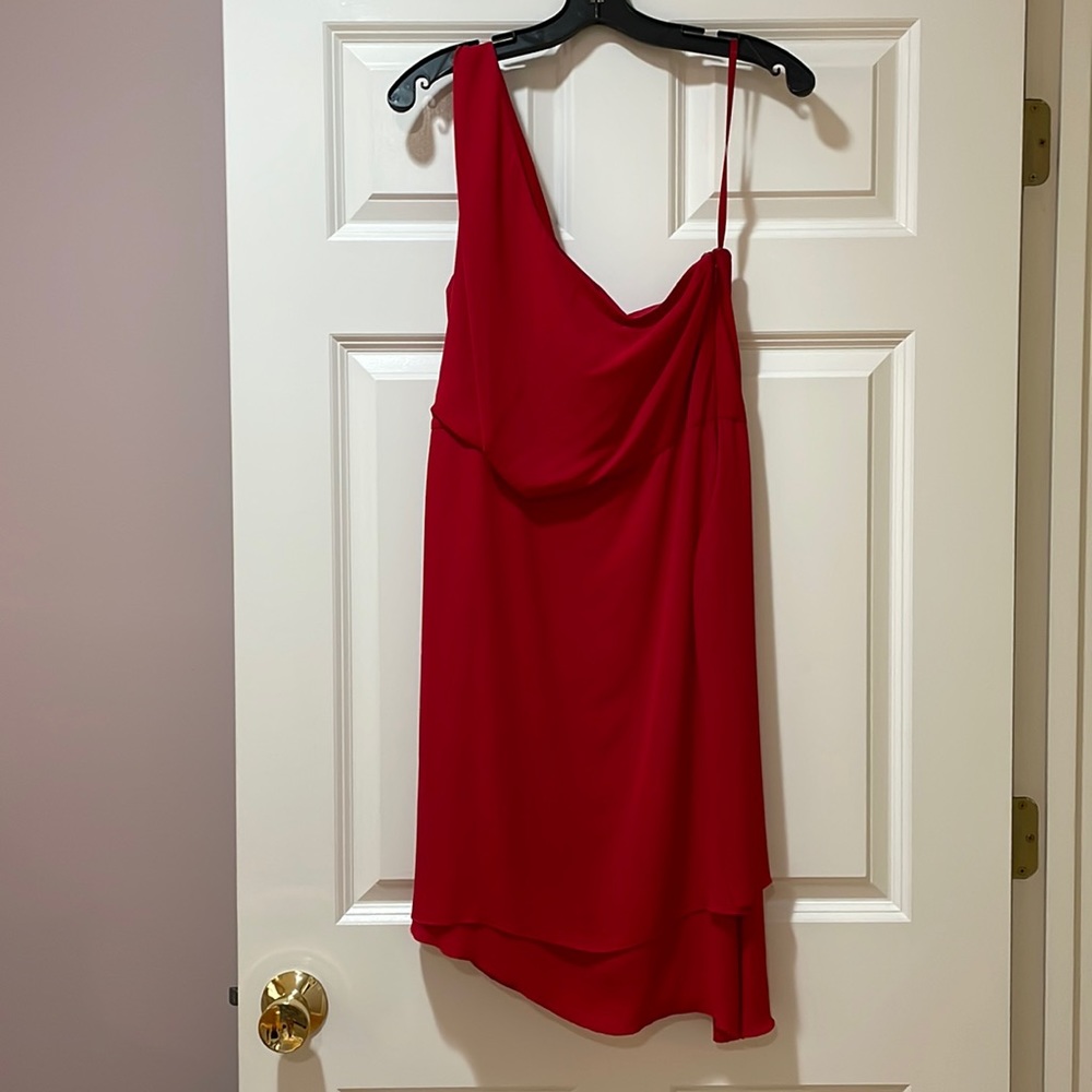 BCBG Max Azria size 8 red one shoulder mini dress